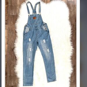 Jean Distressed Overalls 